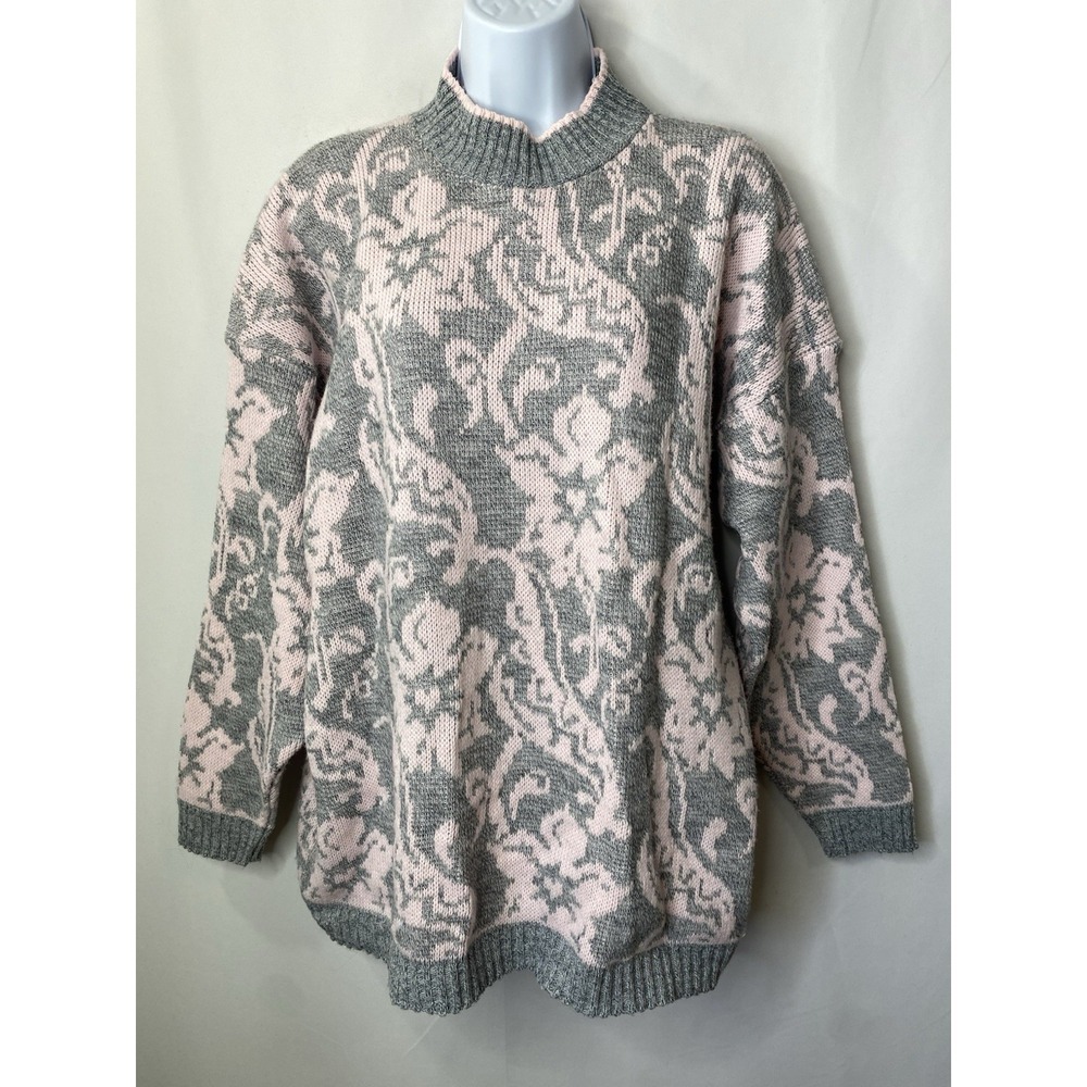 Vintage Classic Essentials Sweater Size Large Floral‎ Valentines Day 80s Ladies